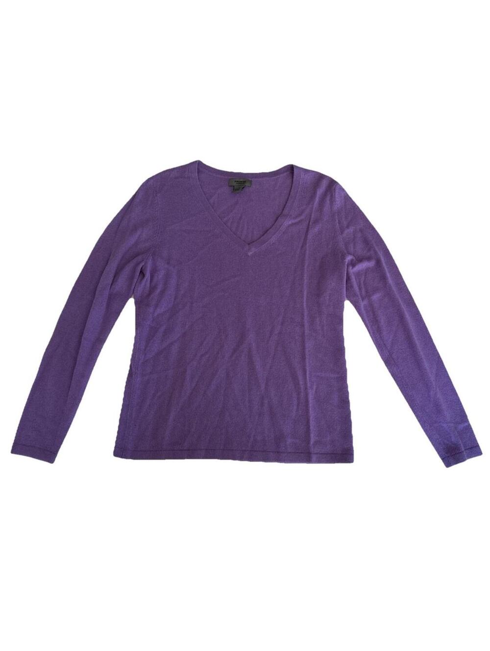 Premise Cashmere Sweater Womens Large Purple Lavender V Neck Classic Pullover